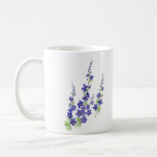 Caneca De Café Flores de Aquarela "Larkspur"