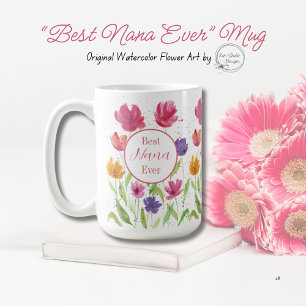 Caneca De Café Flores de Aquarela "Melhor Nunca"