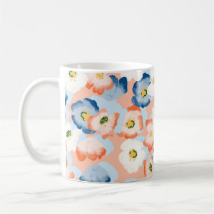 Caneca De Café Flores de Aquarela: Padrão de Vintagem