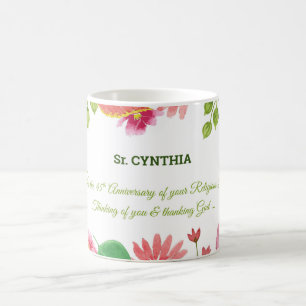Caneca De Café Flores de Aquarela Religiosas de 45 anos