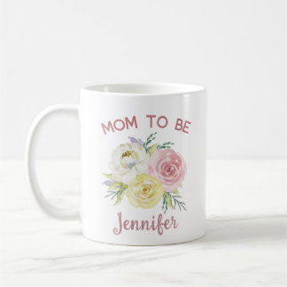 Caneca De Café Flores De Aquarela Rosa Personalizadas Mãe Para Se