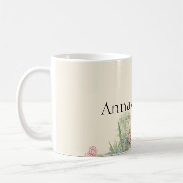 Caneca De Café Flores de aquarela vítrea (Esquerda)