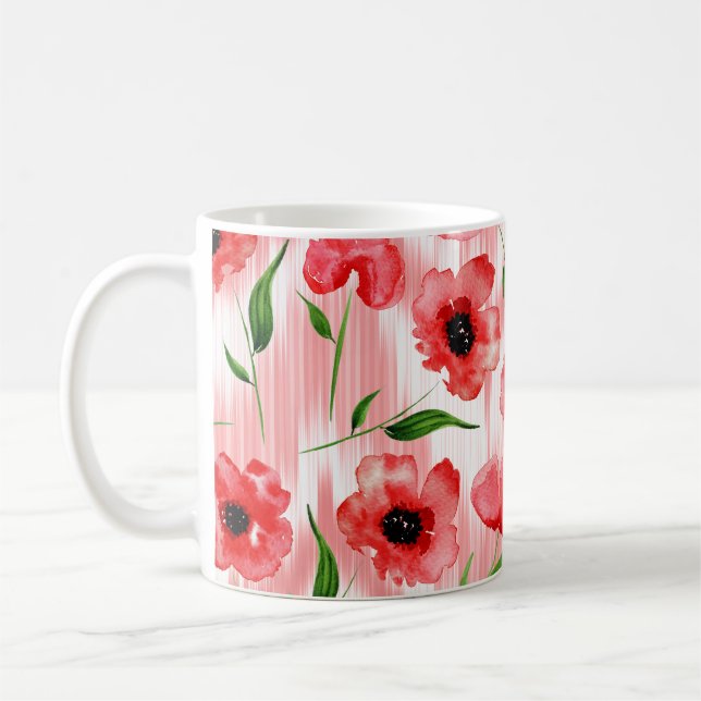 Caneca De Café Flores de aquarelas: ikat de papoila. (Esquerda)
