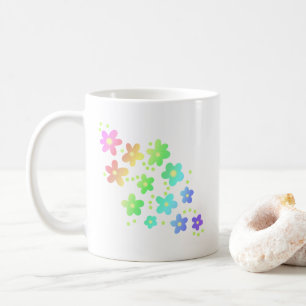Caneca De Café Flores De Arco-Íris Com Café