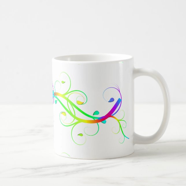 Caneca De Café Flores de Arco-Íris Extravagantes (Direita)