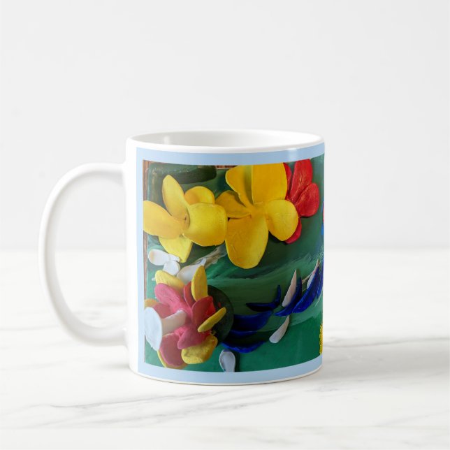 Caneca De Café Flores de argila pintadas sutilmente esculturas Ar (Esquerda)
