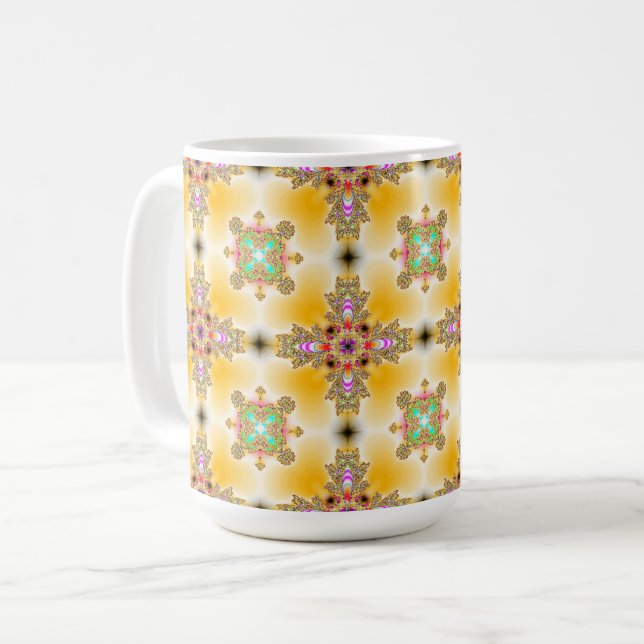 Caneca De Café Flores de Artdeco no Estilo Retroativo (Frente Esquerda)