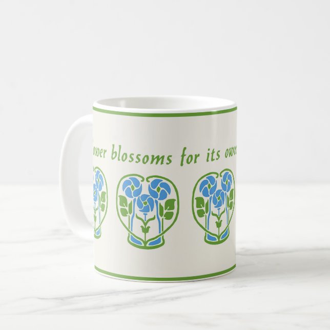 Caneca De Café Flores de Arte Azul Nouveau Café Mug (Frente Esquerda)