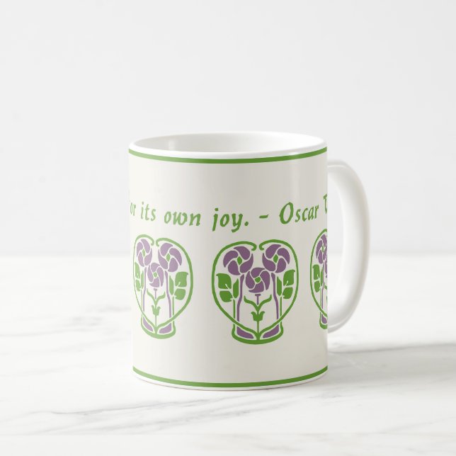 Caneca De Café Flores de Arte Roxa Nouveau Café Mug (Frente Esquerda)