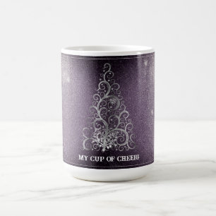 Caneca De Café Flores de Árvore de Natal e Flocos de Neve Roxo