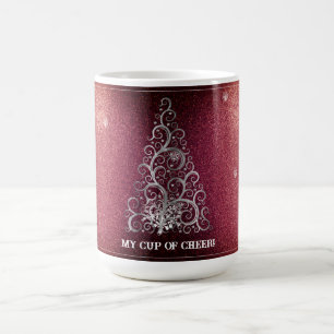 Caneca De Café Flores de Árvore de Natal e Flocos de Neve Verme