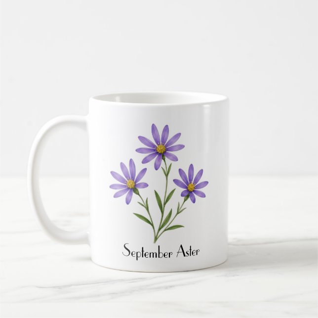 Caneca De Café Flores de Áster de Setembro (Esquerda)
