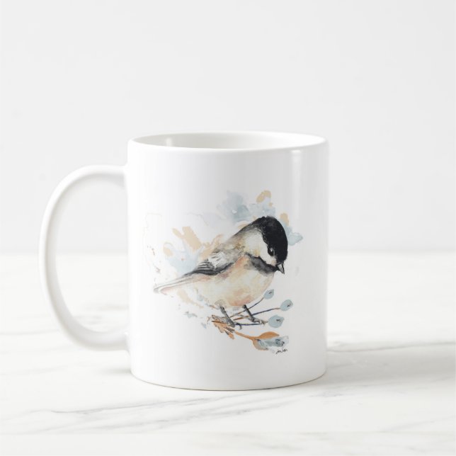 Caneca De Café Flores de Cadeias de Água Chickadee (Esquerda)