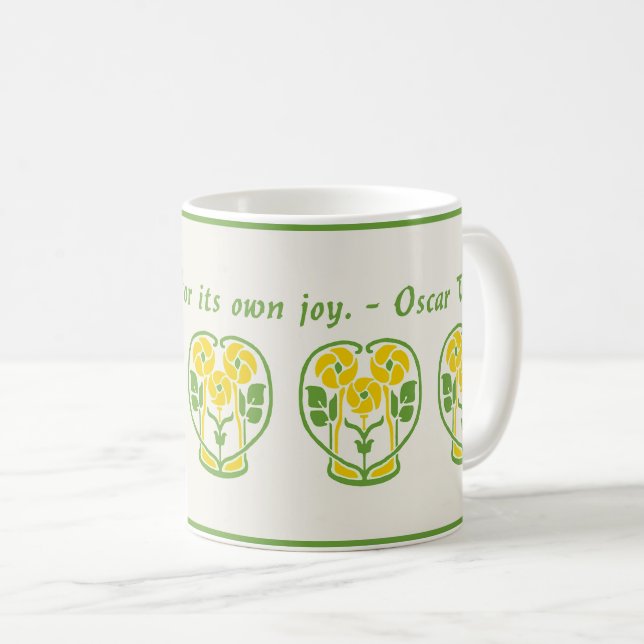 Caneca De Café Flores de café Nouveau Arte Amarela (Frente Esquerda)