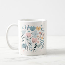 Caneca De Café Flores de Cartoon Bonitas Aquarela Desenhar de Mão