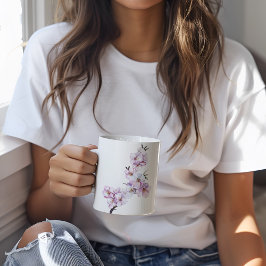 Caneca De Café Flores de Cerejeira Rosa em Cerâmica