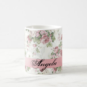 Caneca De Café Flores de Chique Vintage-Personalizadas