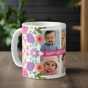 Caneca De Café Flores de Colagem de Fotos Personalizadas do Dia d