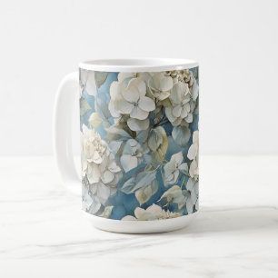 Caneca De Café Flores de cor azul-d'água, cor Elegante