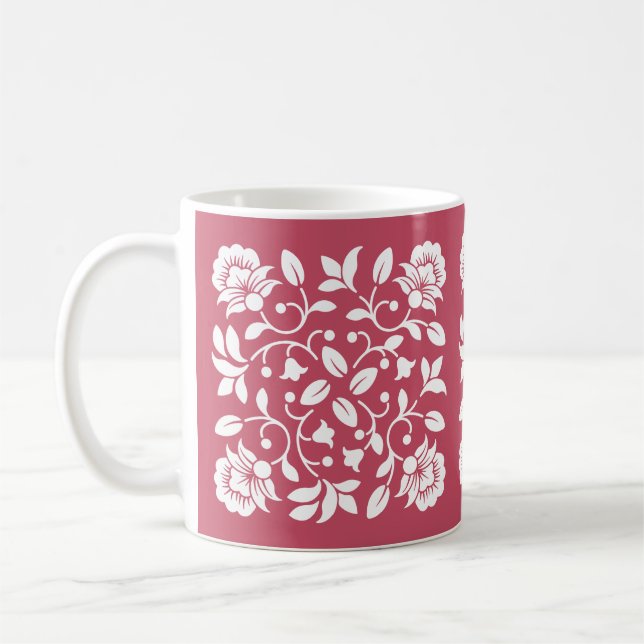Caneca De Café Flores de cor branca e esbranquiçada (Esquerda)
