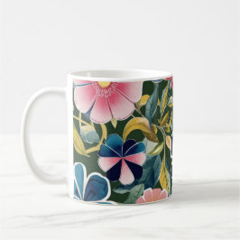 Caneca De Café Flores de cor pastosa brilhante elegantes #2