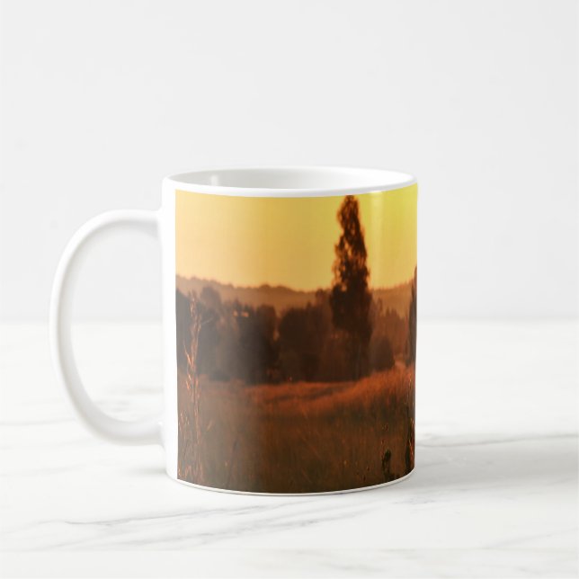 Caneca De Café Flores de cosmos no pôr do sol  (Esquerda)