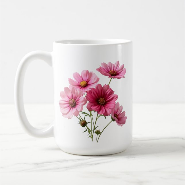 Caneca De Café Flores de Cosmos Rosa-23456 (Esquerda)