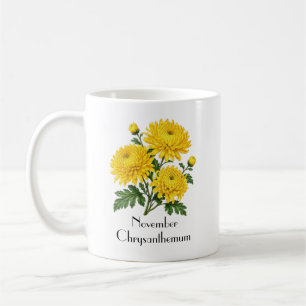Caneca De Café Flores de Crisântemo de Novembro