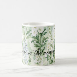 Caneca De Café Flores de Delphinium Brancas Lavanda