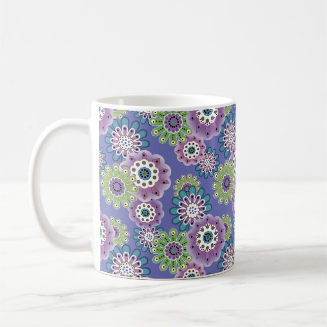 Caneca De Café Flores de desenho animado divertidas abstratas flo (Esquerda)