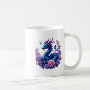 Caneca De Café Flores de Dragão Linda Arte Gráfico Colorido