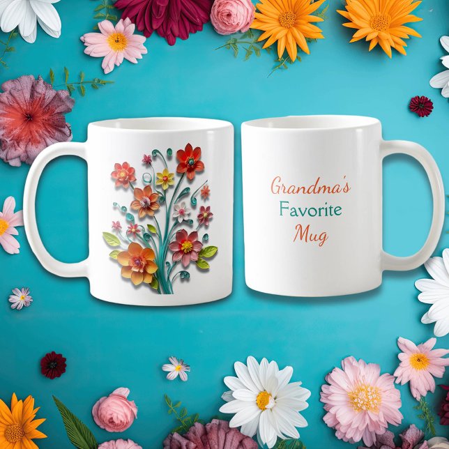 Caneca De Café Flores de Enchimento de Papel | Favorito da vovó (Criador carregado)