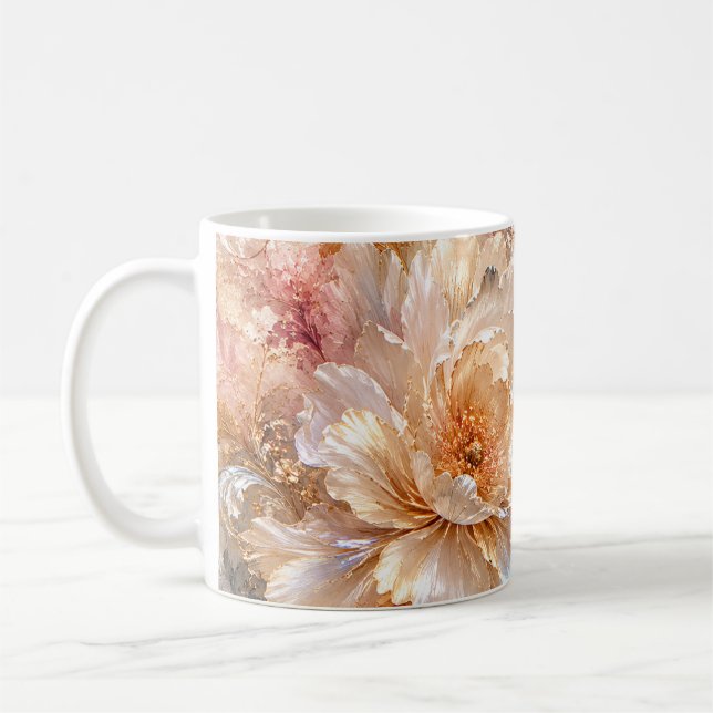 Caneca De Café Flores de Fantasia de Luxo (Esquerda)