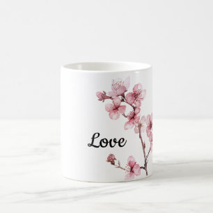 Caneca De Café Flores De Flor De Cereja Rosa