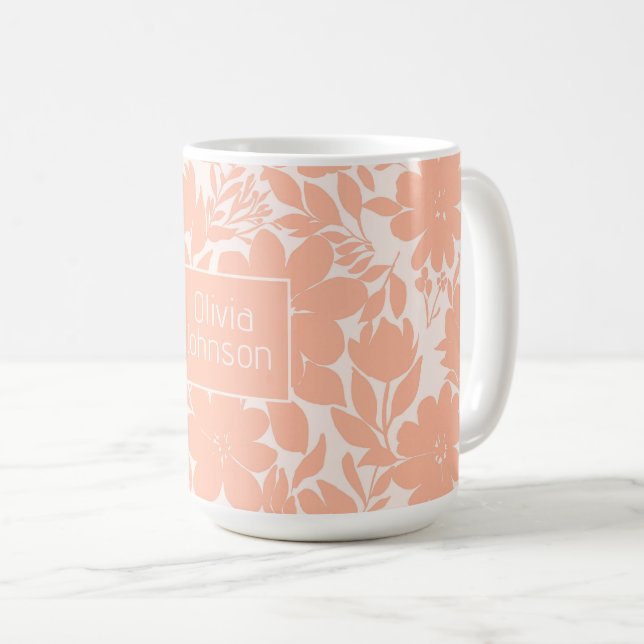 Caneca De Café Flores de Flor de Pêssego Doce (Frente Esquerda)