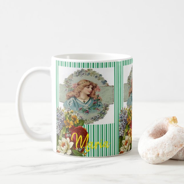 Caneca De Café Flores de Flores Vitorianas Mug (Com Donut)