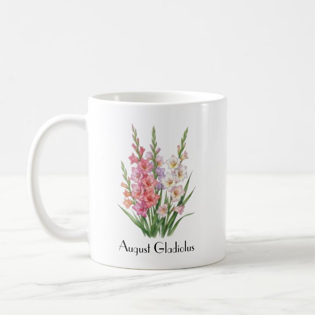 Caneca De Café Flores de Gladíolo de Agosto (Esquerda)