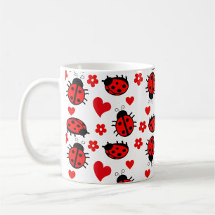 Caneca De Café Flores De Herts De Insetos Bonitos, Padrão De Lady