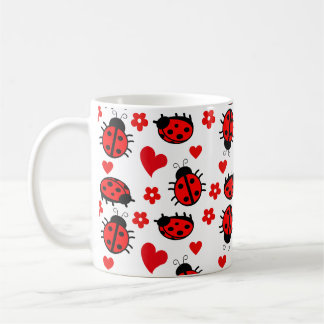 Caneca De Café Flores De Herts De Insetos Bonitos, Padrão De Lady