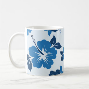 Caneca De Café Flores de Hibisco Azul