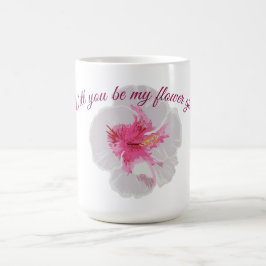 Caneca De Café Flores de Hibisco Branco Personalizadas