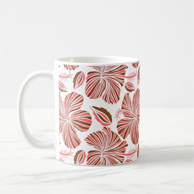 Caneca De Café Flores de hibisco havaianas: estilo tropical marro (Esquerda)