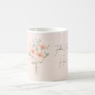 Caneca De Café Flores de Hibisco Tropical de Pêssego