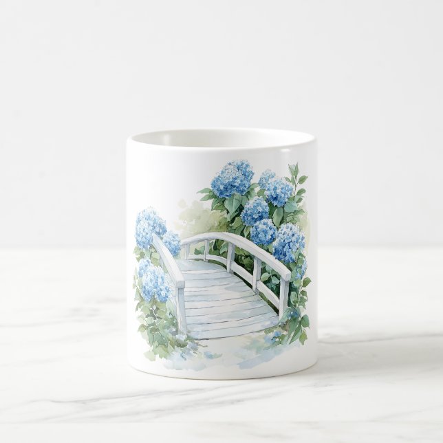 Caneca De Café Flores de hortênsia aquarela (Centro)