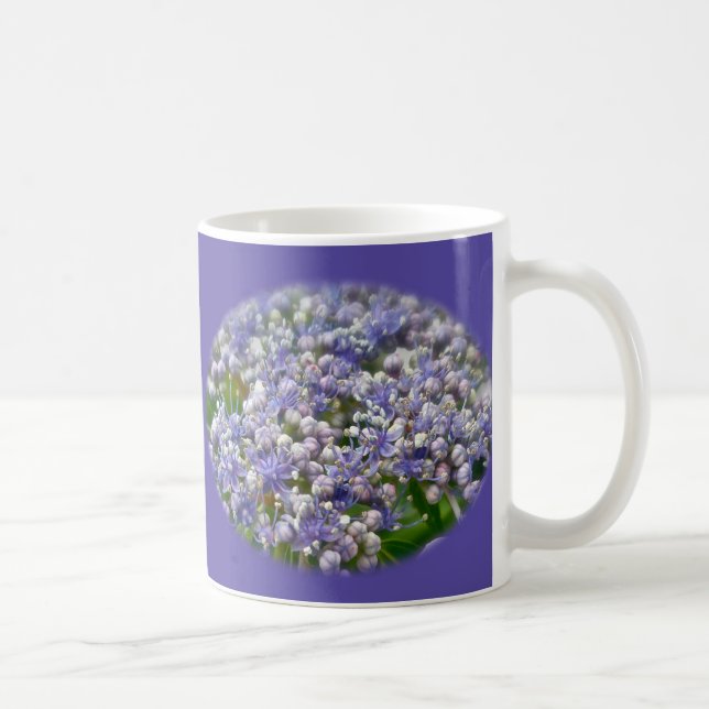 Caneca De Café Flores de Hydrangea de Boné Azul (Direita)