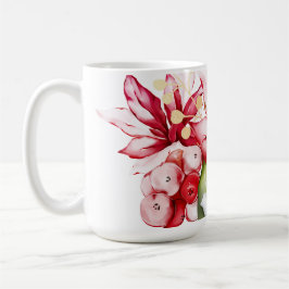 Caneca De Café Flores de inverno vermelhas poinsettia aquática