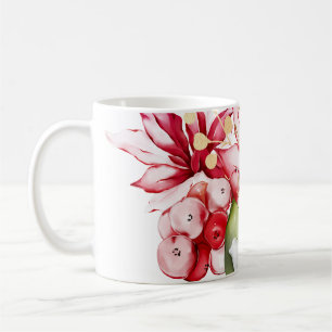 Caneca De Café Flores de inverno vermelhas poinsettia aquática