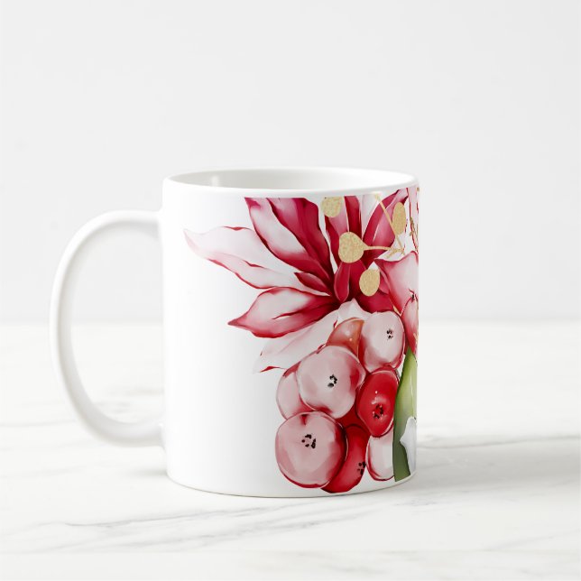 Caneca De Café Flores de inverno vermelhas poinsettia aquática (Esquerda)