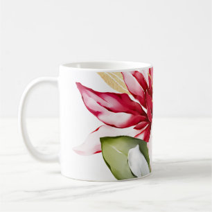 Caneca De Café Flores de inverno vermelhas poinsettia aquática