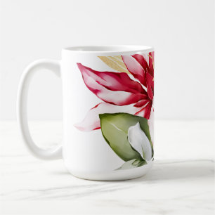 Caneca De Café Flores de inverno vermelhas poinsettia aquática